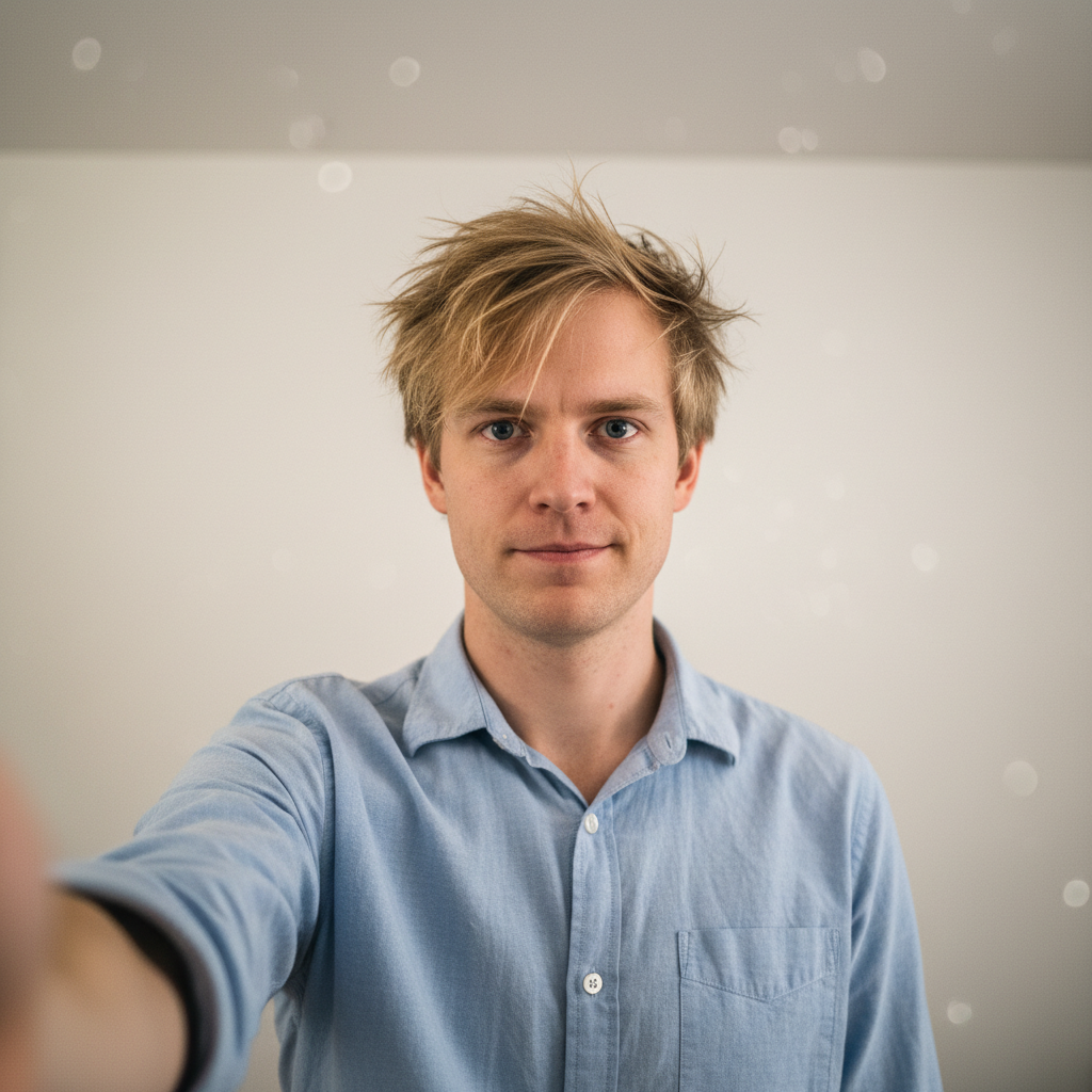 Phone selfie at home